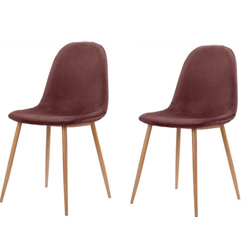 Monza - Lot De 2 Chaises De Salle à Manger En Velours Rose