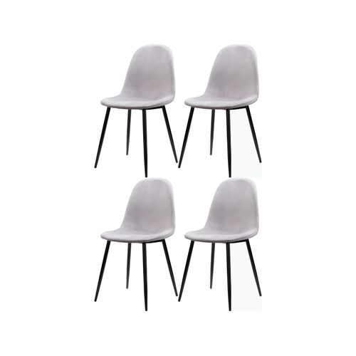 Monza - Chaises 4 Pack En Gris Velours / Pieds Noirs