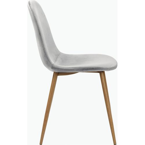 Monza - Lot De 4 Chaises De Salle à Manger En Velours Gris Et Pieds Chêne