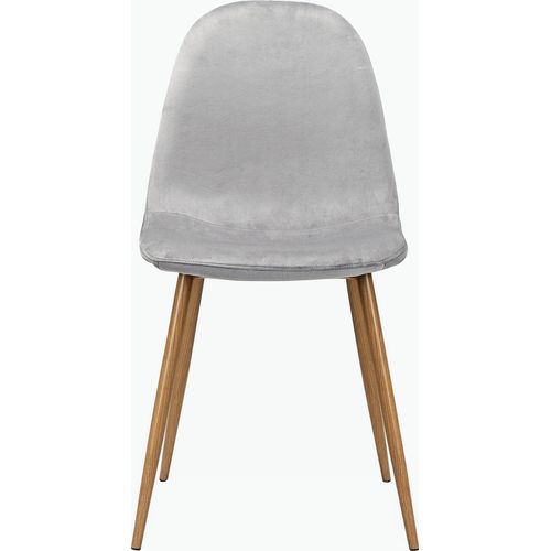 Monza - Lot De 4 Chaises De Salle à Manger En Velours Gris Et Pieds Chêne