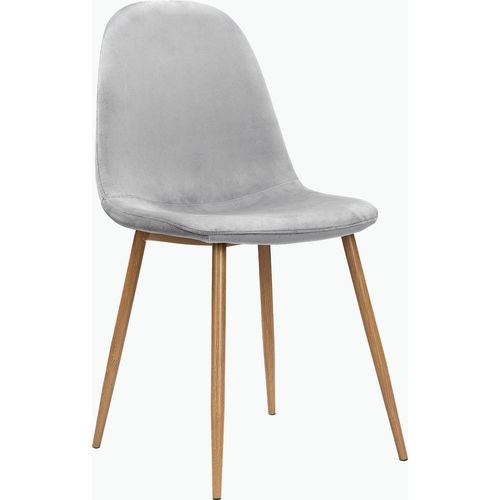 Monza - Lot De 4 Chaises De Salle à Manger En Velours Gris Et Pieds Chêne