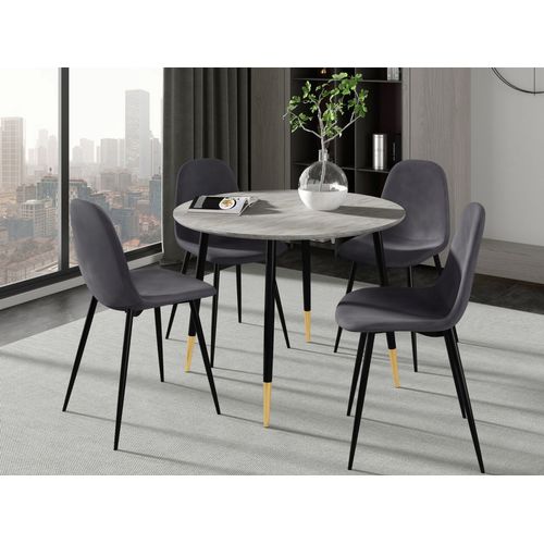 Monza - Ensemble Table à Manger 100 Cm Et 4 Chaises Anthracite