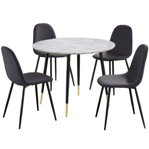 Monza - Ensemble Table à Manger 100 Cm Et 4 Chaises Anthracite