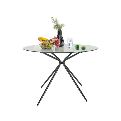 Silvie - Table à Manger En Verre Et Métal Noir 4 Personnes D107