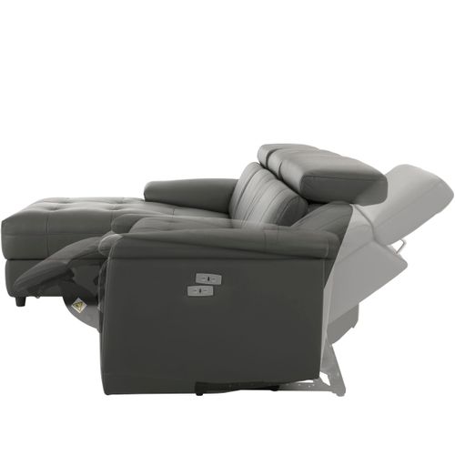 Tanaro-chaise Lounge Sofa 3 Places Gauche Avec Fonction Électrique En Pu Gris