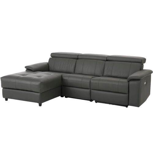 Tanaro-chaise Lounge Sofa 3 Places Gauche Avec Fonction Électrique En Pu Gris