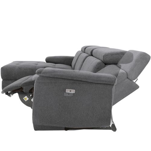 Tanaro-chaiselong Canapé 3 Places Gauche Électrique En Tissu Anthracite