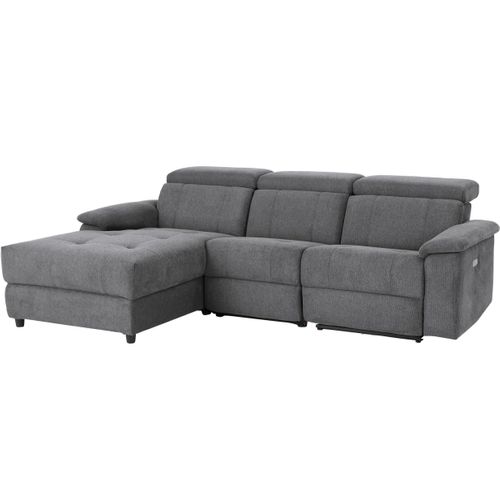 Tanaro-chaiselong Canapé 3 Places Gauche Électrique En Tissu Anthracite