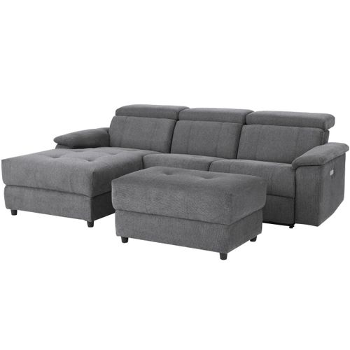 Tanaro-chaiselong Canapé 3 Places Gauche Électrique En Tissu Anthracite