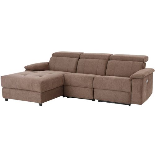 Tanaro-chaiselong Canapé 3 Places Gauche Électrique En Tissu Marron