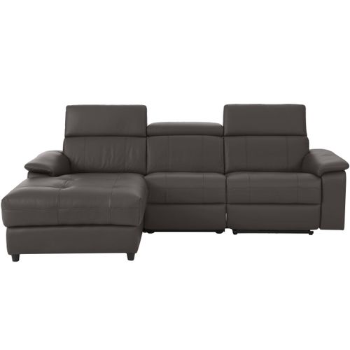 Tanaro-chaise Longue Canapé 3 Places Gauche Avec Fonction Manuelle En Pu Marron