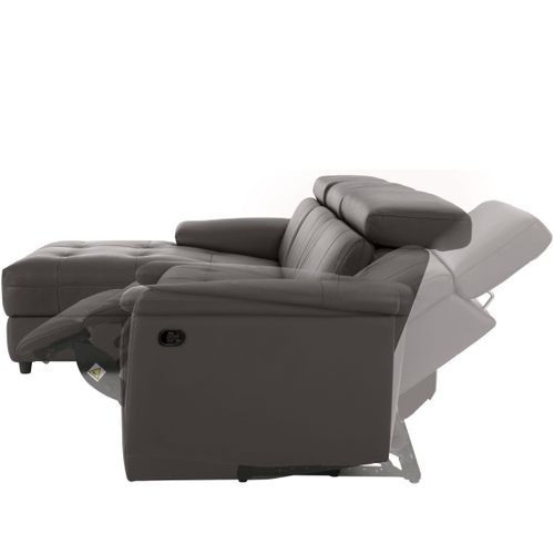 Tanaro-chaiselong Canapé 3 Places Manuel Gauche En Pu Marron