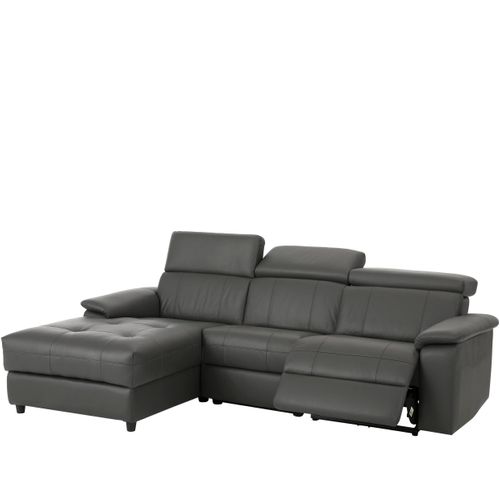 Tanaro-chaise Longue Canapé 3 Places Gauche Avec Fonction Manuelle En Pu Gris