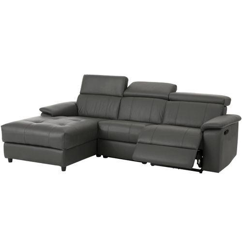 Tanaro-chaise Longue Canapé 3 Places Gauche Avec Fonction Manuelle En Pu Gris