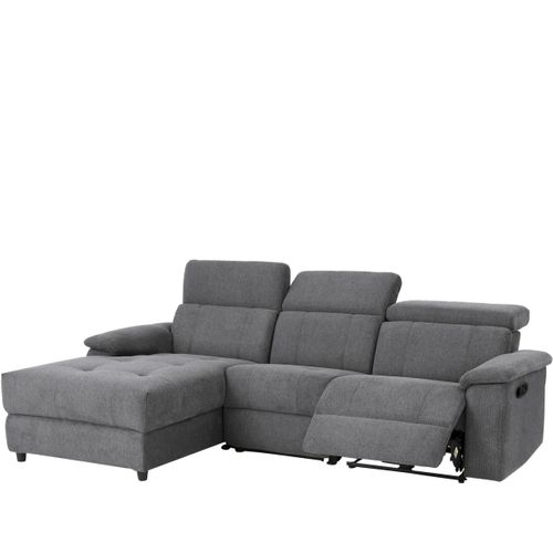 Tanaro-chaiselong Canapé 3 Places Manuel Gauche En Tissu Anthracite