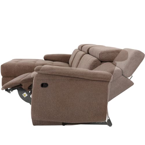 Tanaro-chaiselong Canapé 3 Places Manuel Gauche En Tissue Marron