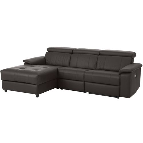 Tanaro-chaise Longue Canapé 3 Places Droite Avec Fonction Électrique En Pu Marron