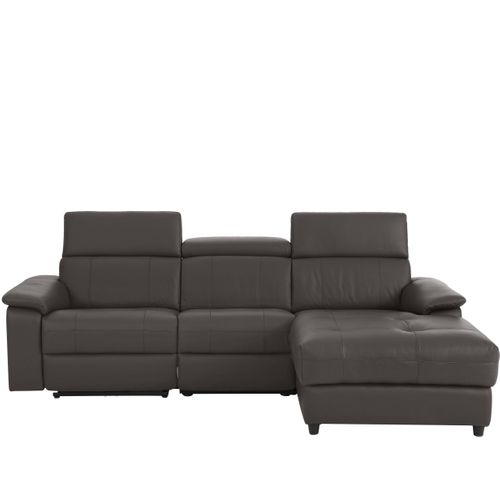 Tanaro-chaise Longue Canapé 3 Places Droite Avec Fonction Électrique En Pu Marron