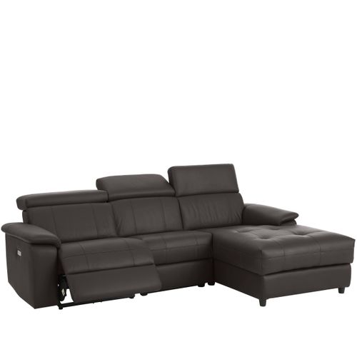 Tanaro-chaise Longue Canapé 3 Places Droite Avec Fonction Électrique En Pu Marron