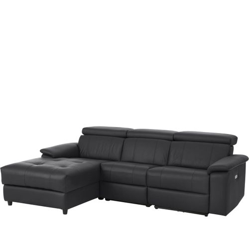 Tanaro-chaiselong Canapé 3 Places Droit Électrique En Cuir Pu Noir