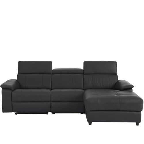 Tanaro-chaiselong Canapé 3 Places Droit Électrique En Cuir Pu Noir