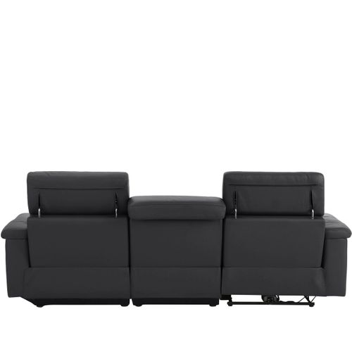 Tanaro-chaiselong Canapé 3 Places Droit Électrique En Cuir Pu Noir