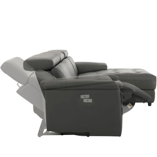 Tanaro-chaise Lounge Canapé 3 Places Droite Avec Fonction Électrique En Pu Gris