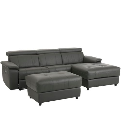 Tanaro-chaise Lounge Canapé 3 Places Droite Avec Fonction Électrique En Pu Gris