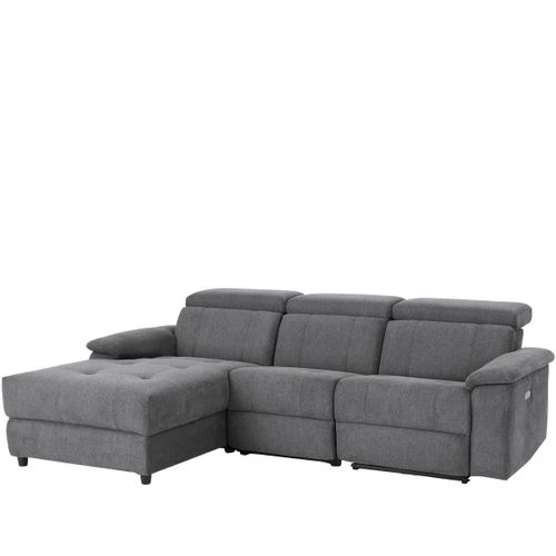 Tanaro-chaiselong Canapé 3 Places Droit Électrique En Tissu Anthracite