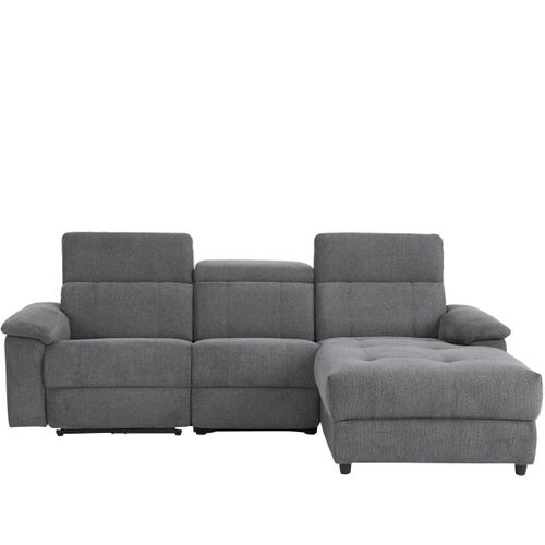 Tanaro-chaiselong Canapé 3 Places Droit Électrique En Tissu Anthracite