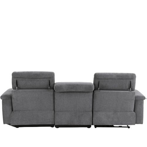 Tanaro-chaiselong Canapé 3 Places Droit Électrique En Tissu Anthracite