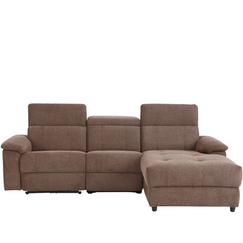 Tanaro-chaiselong Canapé 3 Places Droit Électrique En Tissue Marron