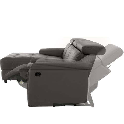 Tanaro-canapé Chaiselong 3 Places Manuel Droit En Pu Marron