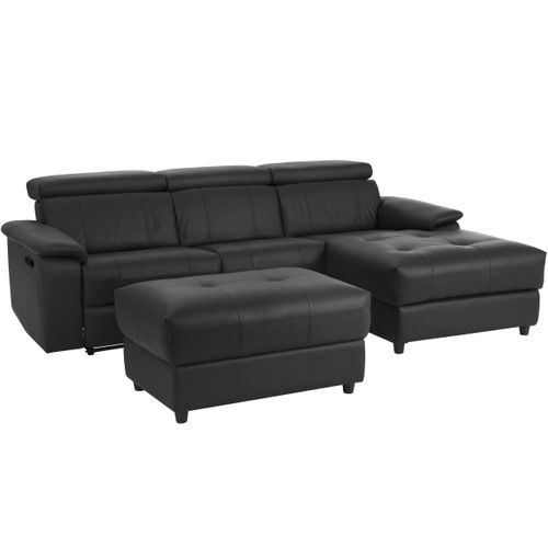 Tanaro-canapé Chaiselong 3 Places Manuel Droit En Pu Noir