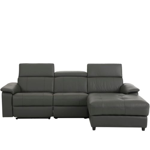 Tanaro-canapé Chaiselong 3 Places Manuel Droit En Cuir Pu Gris