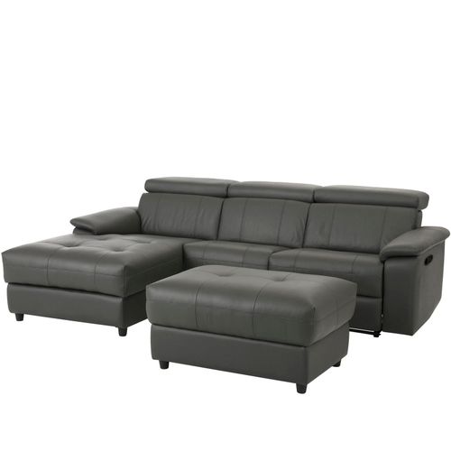 Tanaro-canapé Chaiselong 3 Places Manuel Droit En Cuir Pu Gris