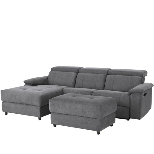 Tanaro-canapé Chaiselong 3 Places Manuel Droit En Tissu Anthracite