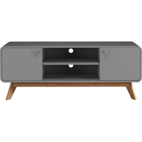 Cassie - Meuble TV Avec 2 Portes En Mélaminé Gris