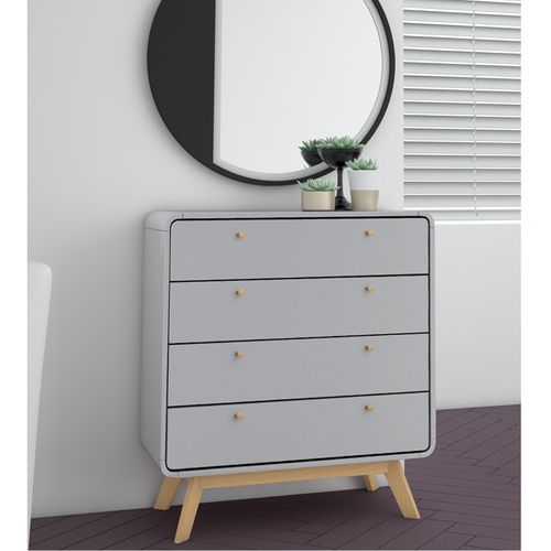 Cassie - Commode à 4 Tiroirs En Mélaminé Gris