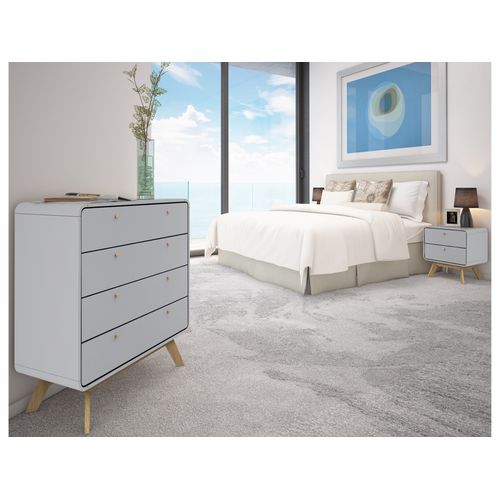 Cassie - Commode à 4 Tiroirs En Mélaminé Gris