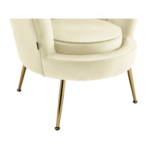 Kelsey-chaise D'appoint Tapissée En Velours Blanc Crème