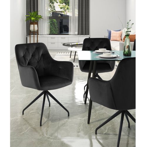 Tina-lot De 2 Fauteuils En Velours Noir
