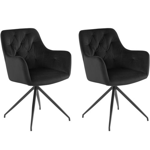 Tina-lot De 2 Fauteuils En Velours Noir