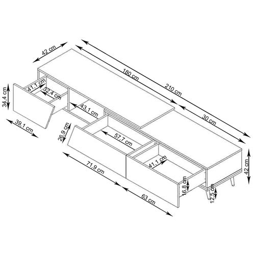Layland-meuble Bas à 3 Tiroirs En Mdf Gris Naturel