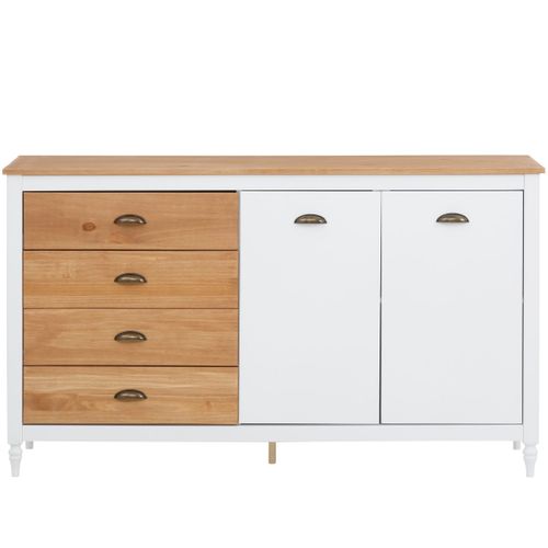 Rio-buffet 4 Tiroirs 2 Portes Blanc/teinté/blanc