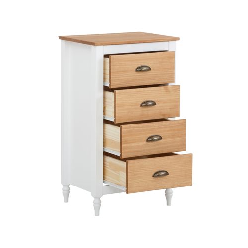 Rio-commode Avec 4 Tiroirs En Mdf Blanc