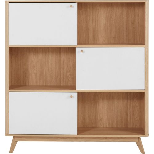 Avery-vitrine à 3 Portes Aspect Chêne Et Blanc