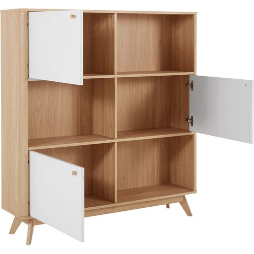 Avery-vitrine à 3 Portes Aspect Chêne Et Blanc