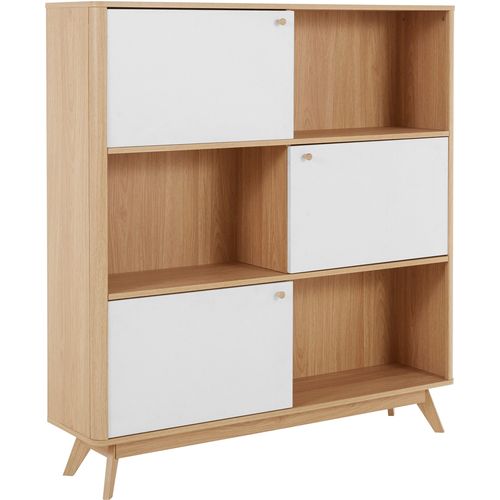 Avery-vitrine à 3 Portes Aspect Chêne Et Blanc