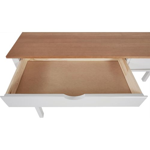 Gava-bureau à 2 Tiroirs Avec Étagère Blanche